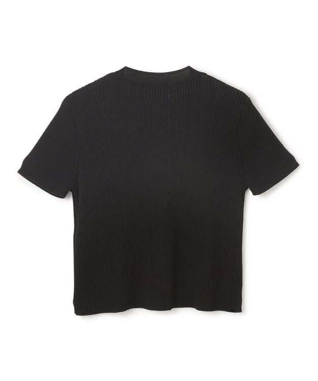 BEIGE， 【洗える・美人百花 4月号掲載】VINCA / パール付き半袖コットンリブニット Black