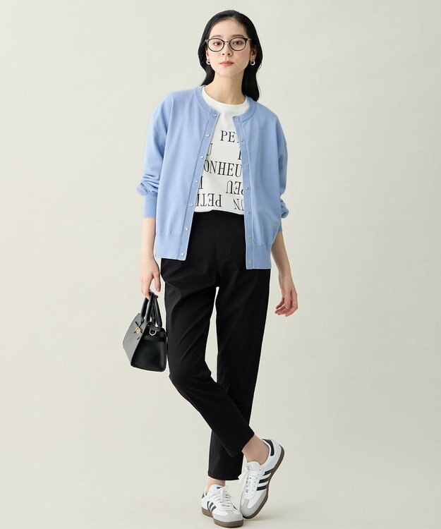 ANY スプリングカラーニットカーディガン ブルー