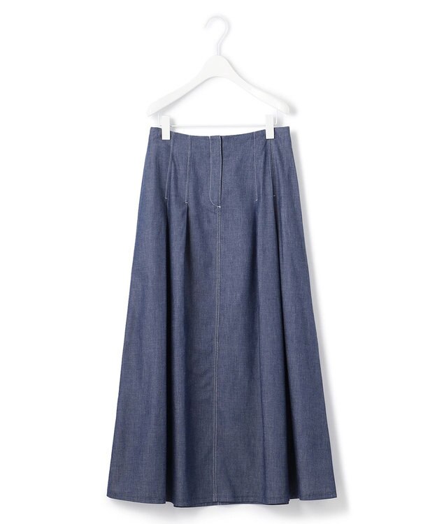 ICB L 【洗える】PlaX コットンソフトデニムスカート インディゴ系