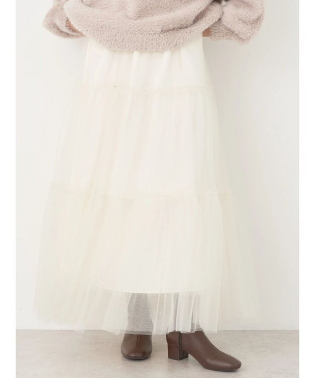 earth music&ecology マルチｗａｙチュールスカート Ivory