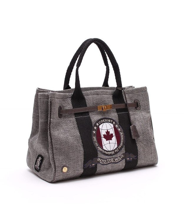 A.D.M.J. 【ファブリック】リネンラメクロス/前金具付トート32cm(Dカン＋)リネンラメクロス/前金具付トート40cm(Dカン＋) BLACK