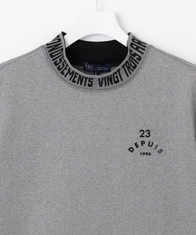 23区GOLF 【MEN】【吸水速乾・UVケア】衿ロゴ モックネックシャツ ライトグレー系