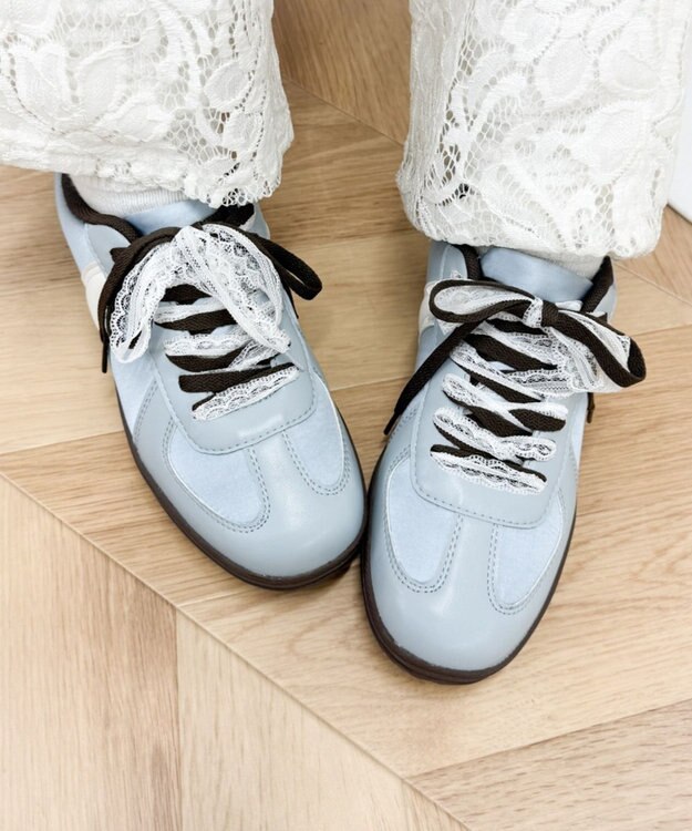 WEGO ダブルシューレースローカットスニーカー サックス