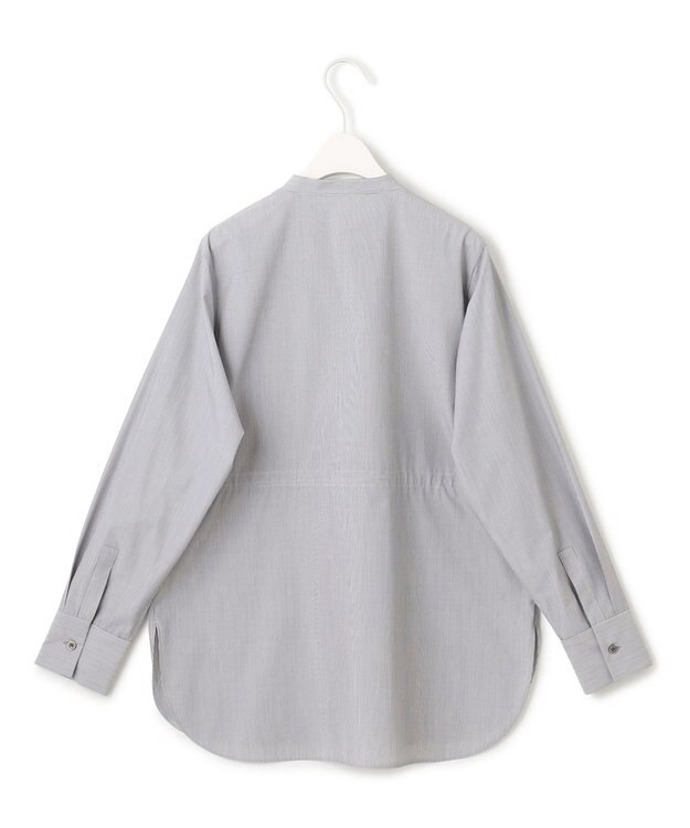 ICB 【洗える】 クリーンブロード バンドカラーシャツ ブラックストライプ系