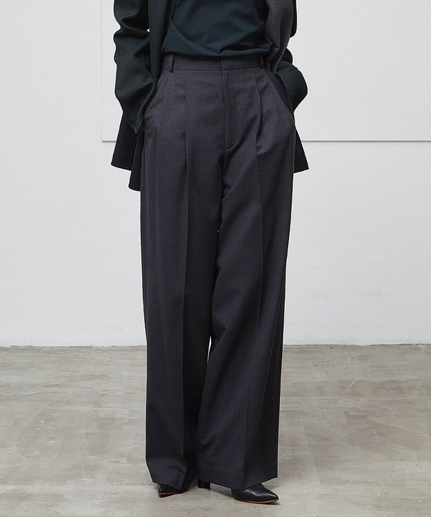 BEIGE， 【洗える】LAVAL / ワイドタックパンツ C.Gray