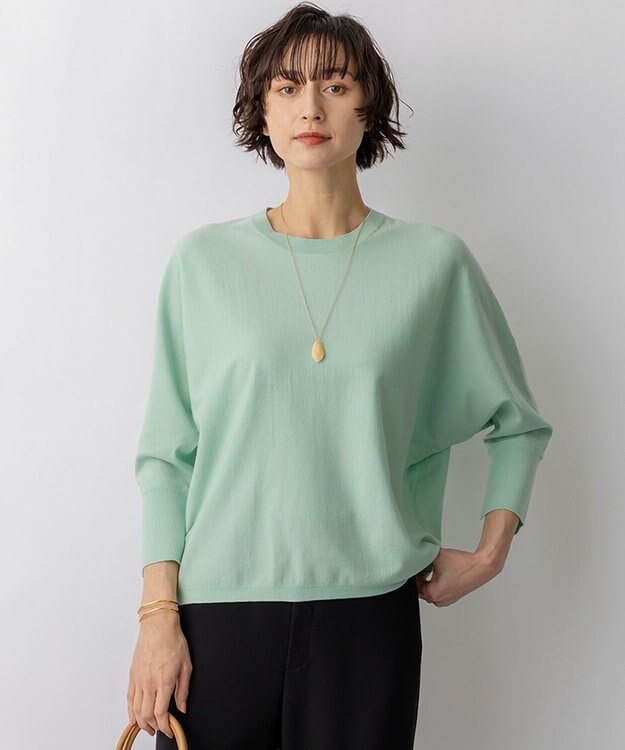 23区 L 【先行予約】ネオコンフォートストレッチ ドルマン ニット スモーキーグリーン系