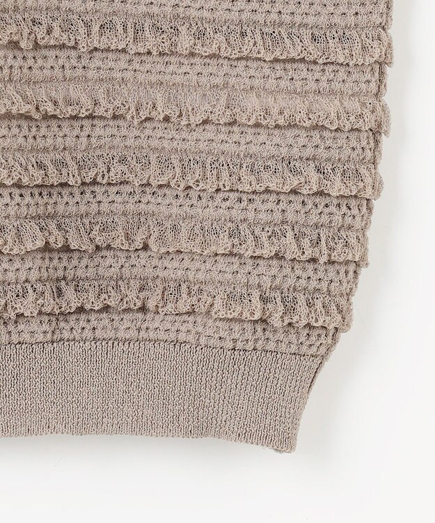 自由区 【カトリエムブーケ】Texture cardigan フリルショートカーディガン ベージュ