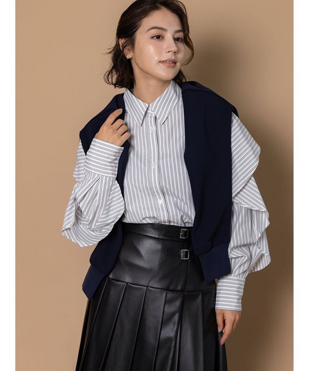 Te chichi 【泉 里香さん着用・Oggi.jp10/23掲載】ラッフルスリーブシャツ グレー