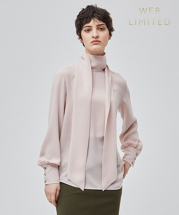 BEIGE， 【WEB限定・洗える】STOW / ボウタイブラウス Nude