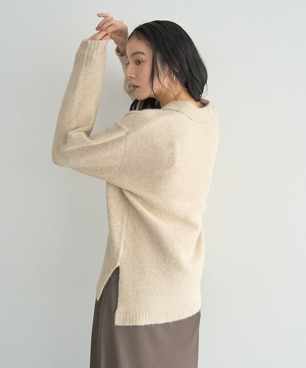 YECCA VECCA 襟付きVネックニット Beige