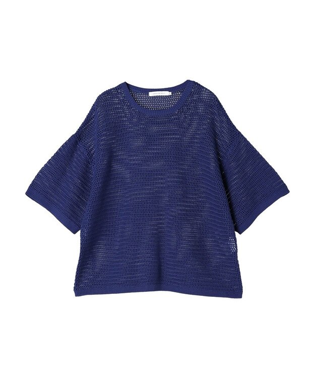 AMERICAN HOLIC 透かし編み半袖ニットプルオーバー Blue