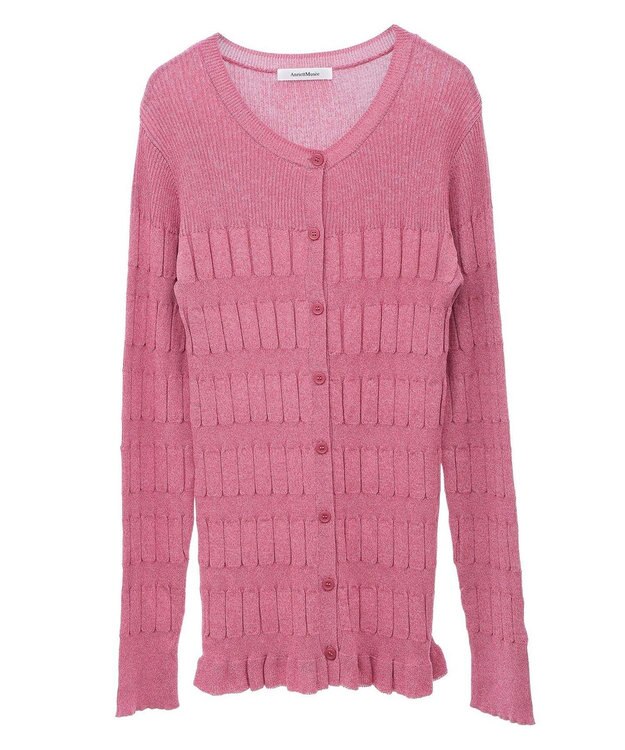 Green Parks プリーツニットカーディガン Dark Pink