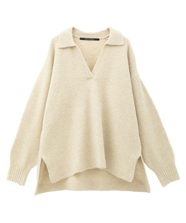 YECCA VECCA 襟付きVネックニット Beige