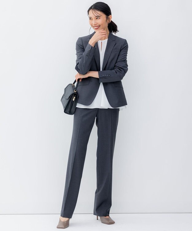 23区 S 【セットアップ対応】ファインネスウール フルレングス  パンツ グレー系