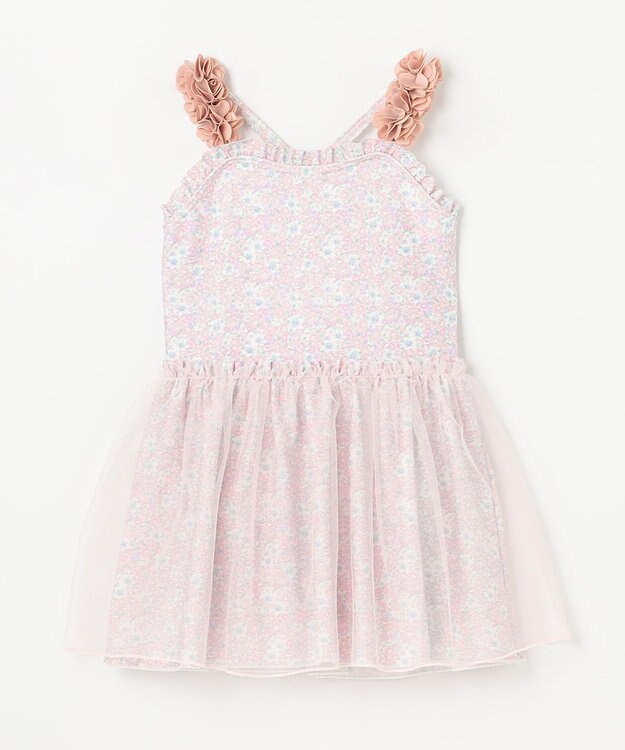 ANY KIDS 花柄チュールワンピース水着 ピンク系
