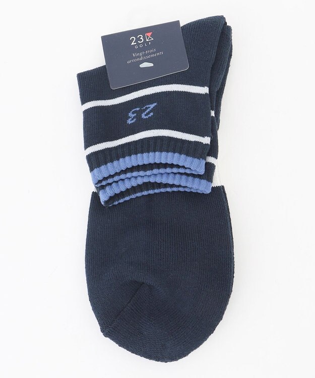 23区GOLF 【MEN】ラインショートソックス ネイビー系