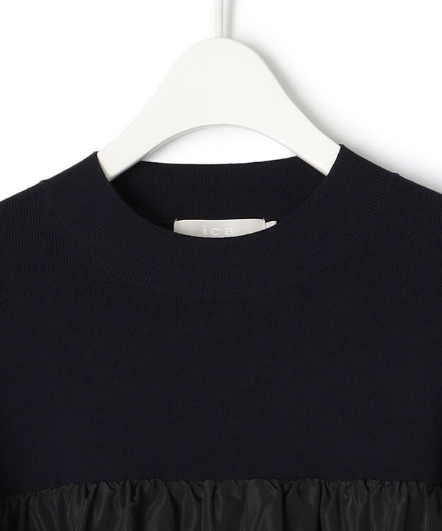 ICB L 【CLASSY.1月号掲載・洗える】VIS/PEスムース レイヤードデザインニット ネイビー系