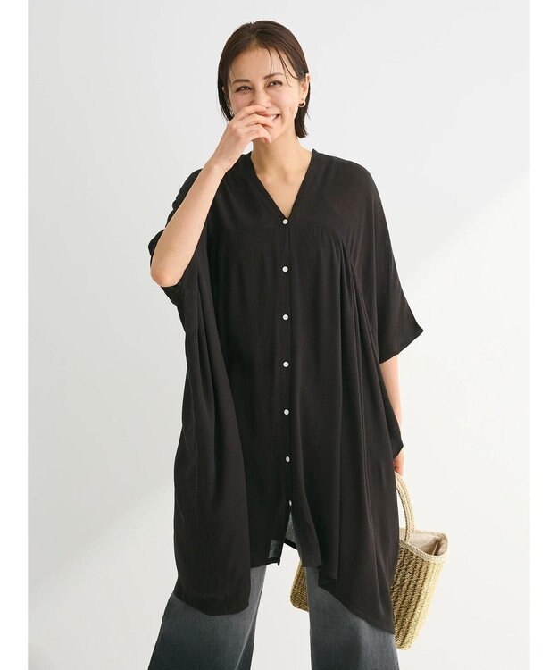 Green Parks Ｉ　レーヨンクレープチュニック Black