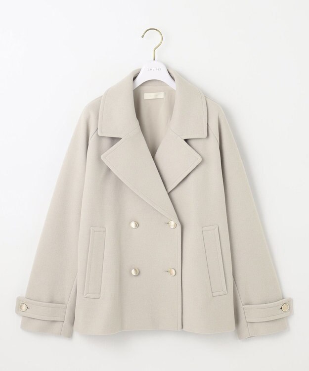 ANY SIS S 【セットアップ可】メルトンライク ピーコート アイボリーベージュ