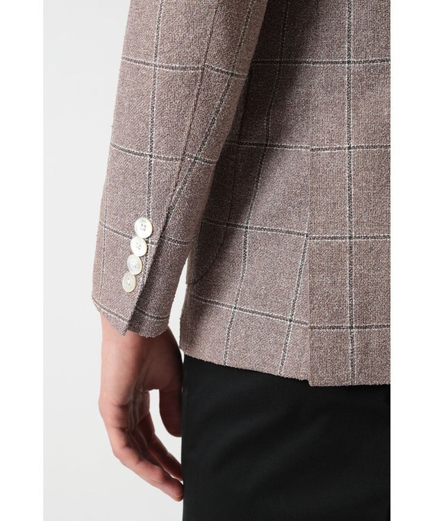 DAKS マイクロブークレーダブルブレストチェックジャケット モカ