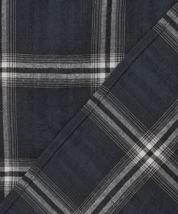 ANY SIS 【洗える】サッカーチェック ブラウス ネイビー