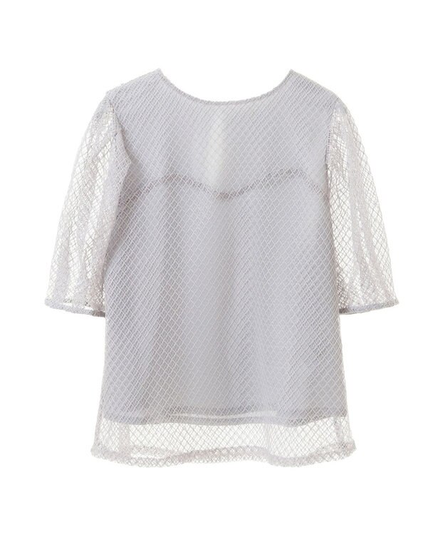 earth music&ecology 袖シアーレースプルオーバー Grayish Blue