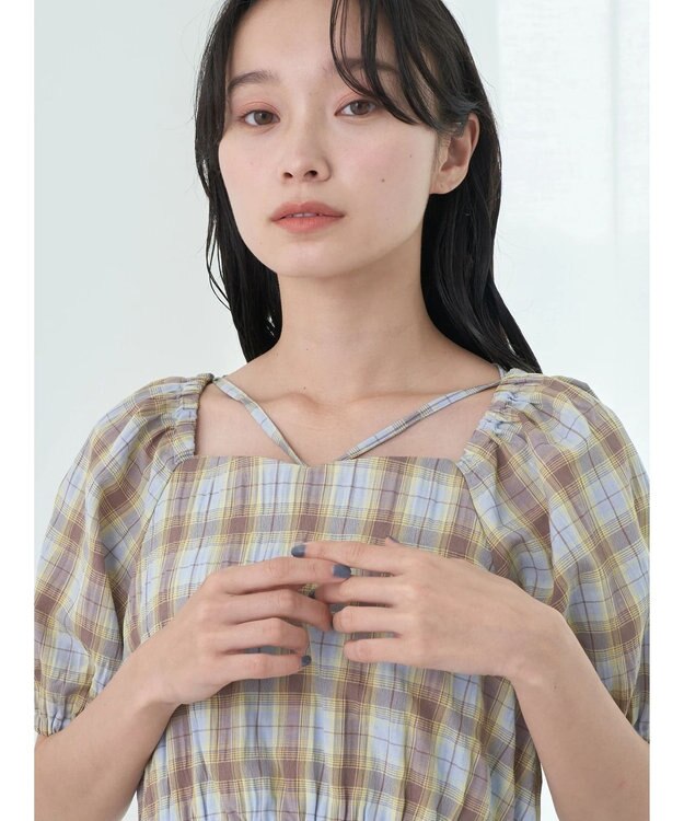 earth music&ecology ホルターネックシャーリングワンピース Lavender