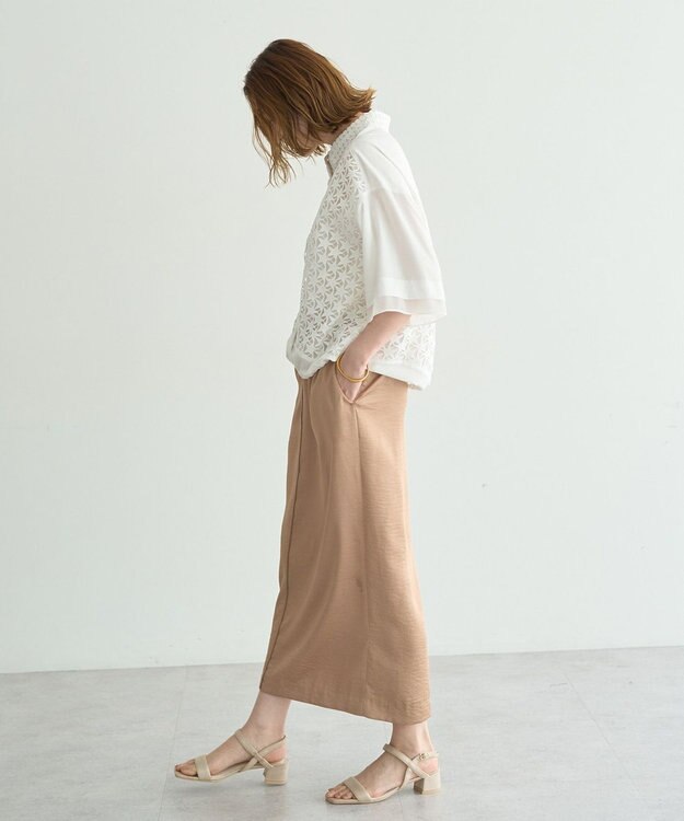 YECCA VECCA シャイニーツイルナロースカート Beige