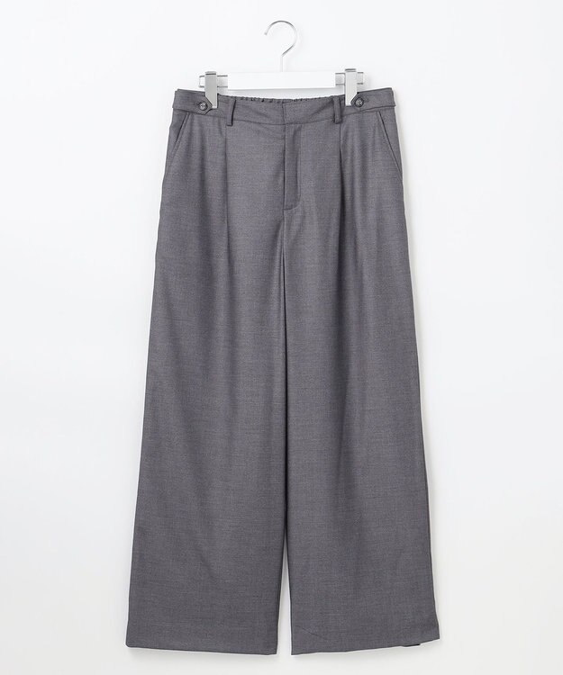 J.PRESS LADIES L 【洗える】T/Rウォッシャブルギャバ ワイド パンツ グレー系