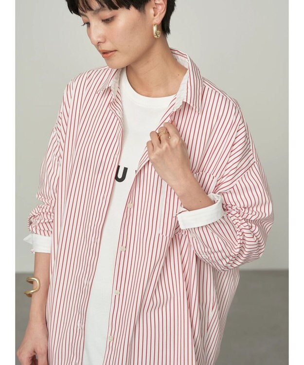 AMERICAN HOLIC イージーケアバックオープンシャツチュニック Red