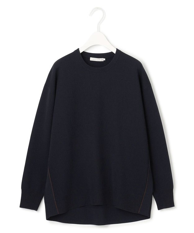 ICB L 【洗える】 シンセティックダブルフェイス ニットプルオーバー ネイビー系