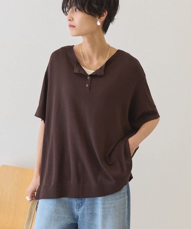 AMERICAN HOLIC 【前後2WAY】ポンチョニット Brown