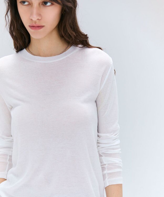 BEIGE， 【洗える】SORE / シアーコットンクルーネックカットソー White