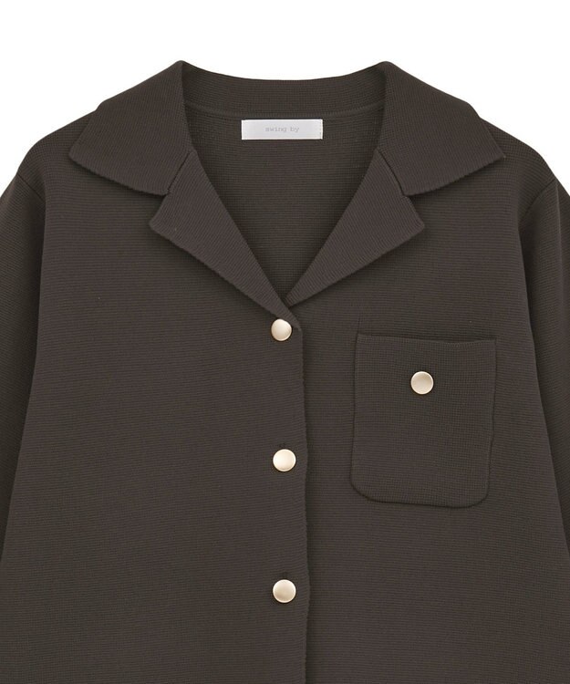 Green Parks ・ｓｗｉｎｇ　ｂｙ　ニット開襟カーディガン Brown