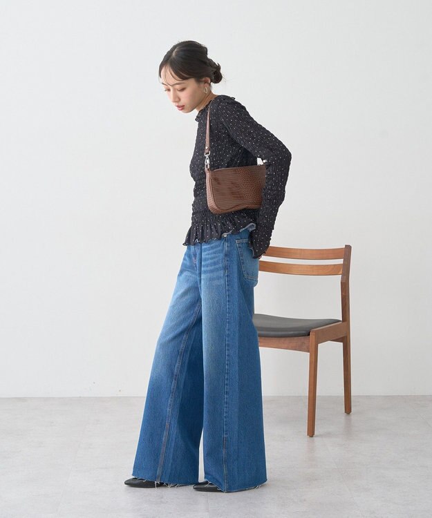 earth music&ecology シャーリングメロープルオーバー Dot Black