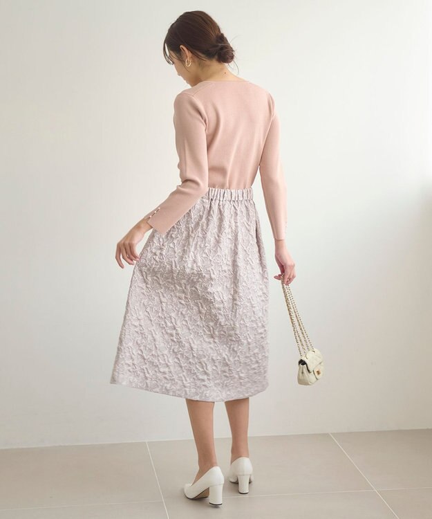 Feroux 【セットアイテム】ニット×ジャガードスカート セット ピンク系