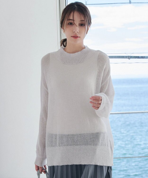 Tiaclasse 【洗える】シアープルオーバーニット ライトグレー