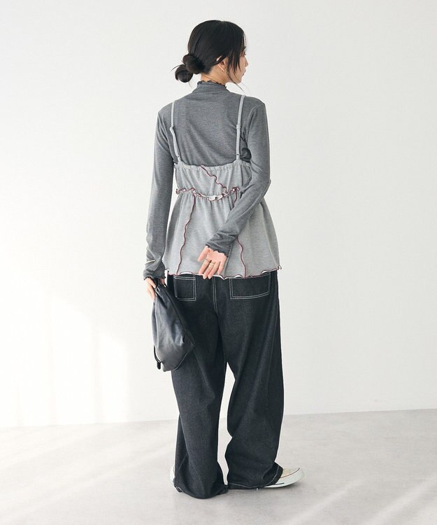 CRAFT STANDARD BOUTIQUE 配色メローキャミトップス Oatmeal