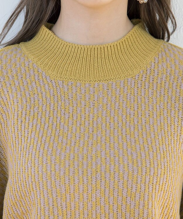 Tiaclasse 【洗える】ジャガード柄プルオーバーニットトップス イエロー