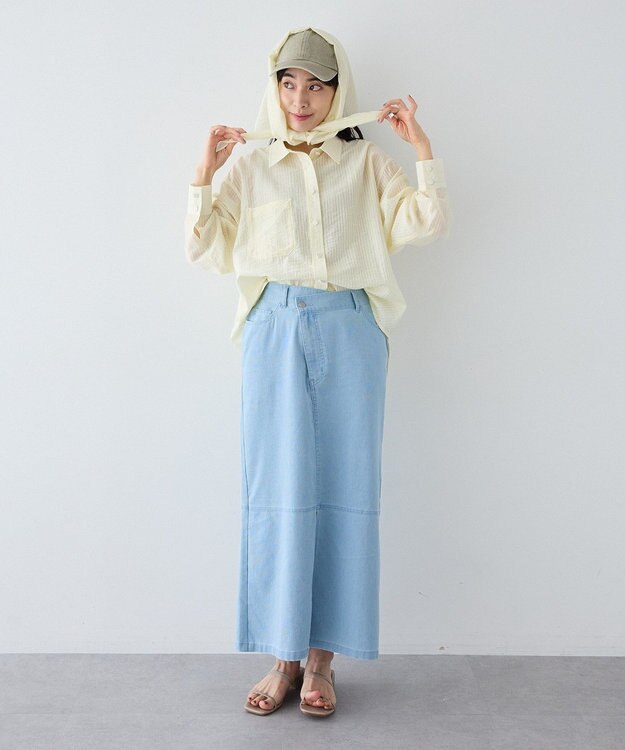 CRAFT STANDARD BOUTIQUE 【2点SET】スカーフ付きシアーストライプシャツ Stripe Yellow