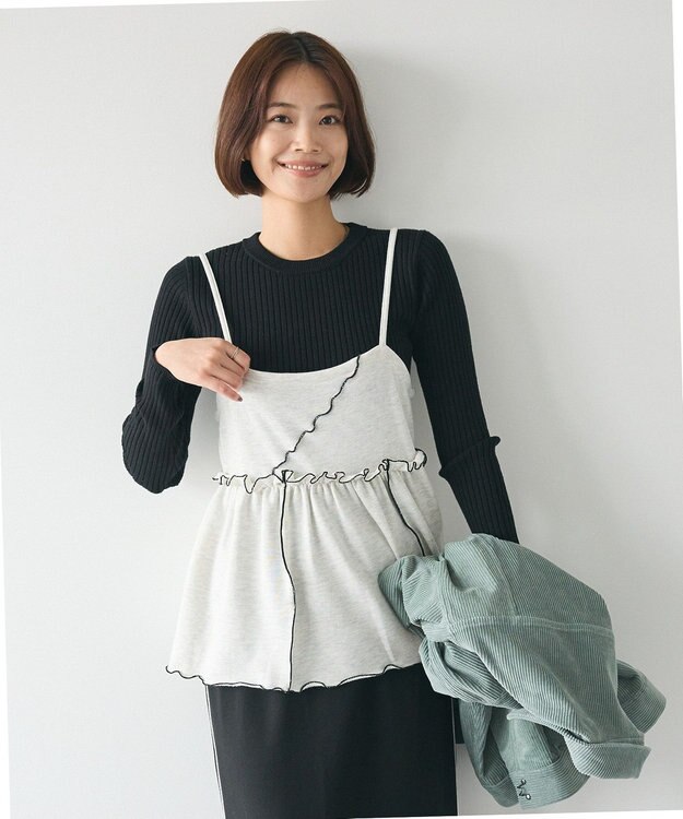 CRAFT STANDARD BOUTIQUE 配色メローキャミトップス Oatmeal