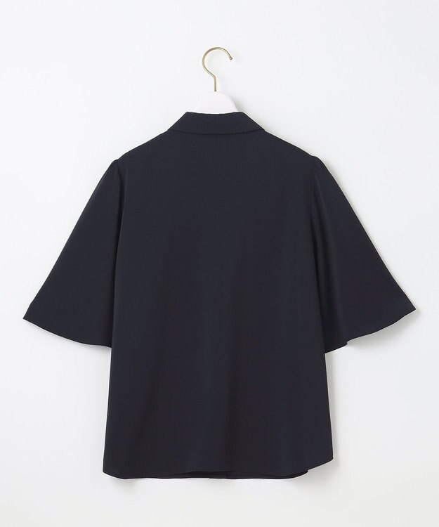 ANY SIS 【洗える】トロミシャツカラー ブラウス ネイビー