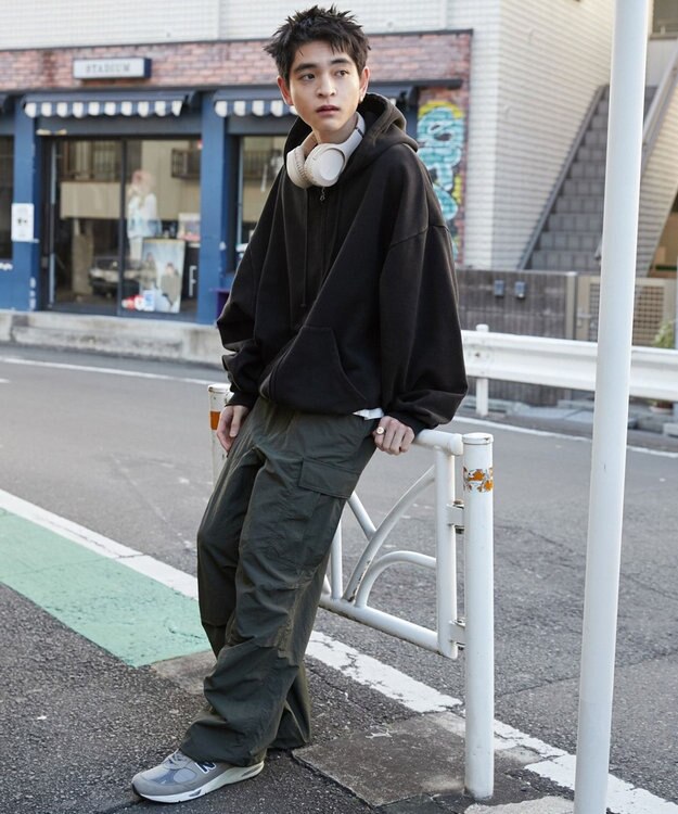 WEGO 【ウエストゴム/MLサイズ展開】ナイロンイージーカーゴパンツ カーキ