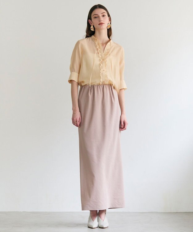 BEIGE， SPINEL / タックギャザー Iラインスカート Milk Tea