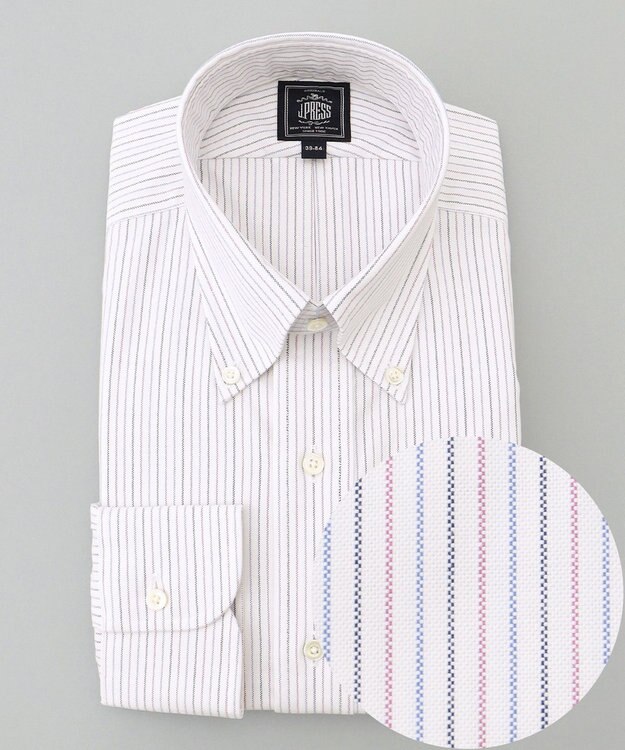 J.PRESS MEN 【WEB・一部店舗限定】トリプルカラーストライプシャツ/B.D. ピンク系1