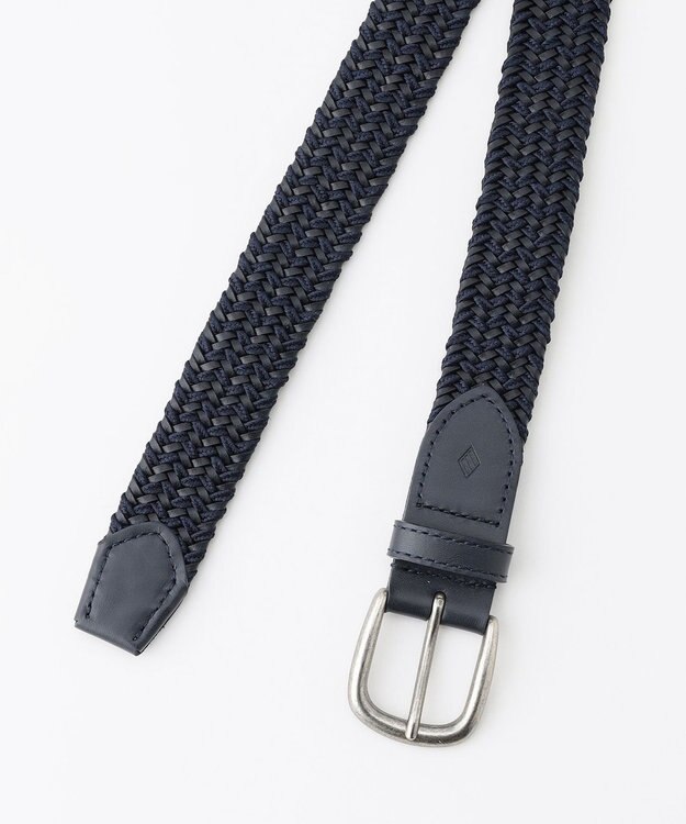 JOSEPH ABBOUD 【イタリア素材・ストレッチ・日本製】ミックスレザーストレッチベルト ネイビー系