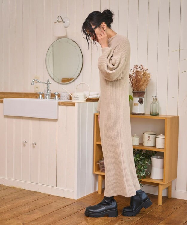 WEGO 【WEB限定/2025年秋冬新作】ニットワンピース ベージュ