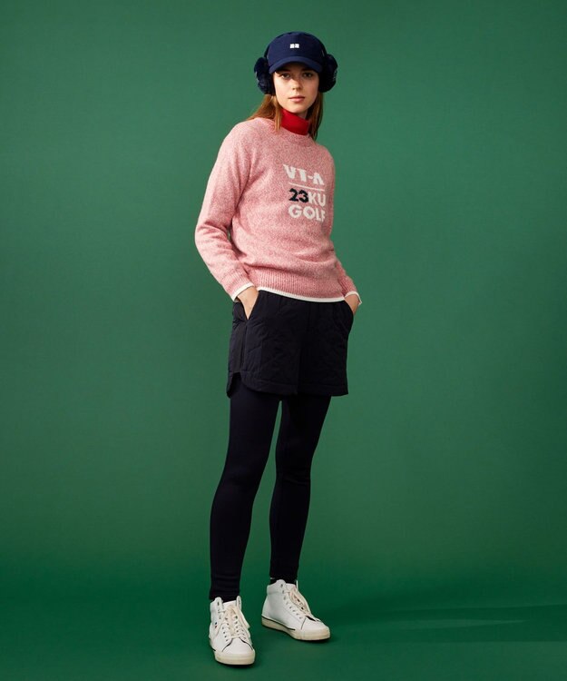 23区GOLF 【WOMEN】【蓄熱裏地付き】ウールブレンド クルーネック ニット ローズ系5
