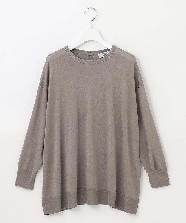 J.PRESS LADIES L 【洗える】 シルキーレーヨンストレッチ オーバーサイズ ニット ブラウン系