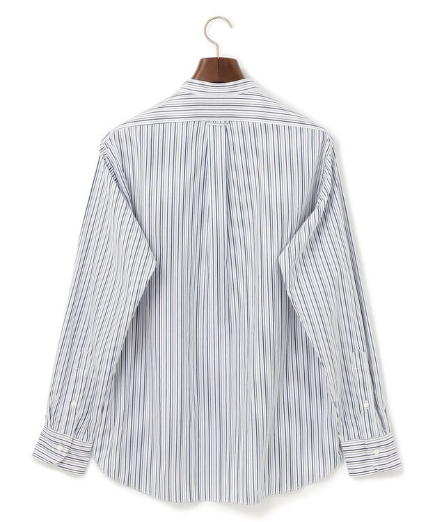 J.PRESS MEN ポプリンマルチストライプ バンドカラーシャツ ネイビー系1